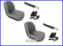 (2) Grey HIGH BACK SEATS w PIVOT ROD & ARM REST John Deere Gator CS CX Utility