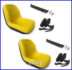 2 Yellow HIGH BACK SEATS with PIVOT ROD & ARM REST John Deere Gator 4x2 6x4 Diesel