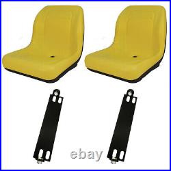 2 Yellow HIGH BACK SEAT with Pivot Rod Bracket Fits John Deere Fits Gator CS CX