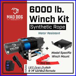 6000lb Mad Dog Synthetic Winch Kit for 2018-2022 John Deere Gator 835M 835R