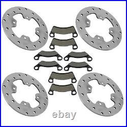 Front and Rear Brake Disc Rotors with Brake Pads for John Deere XUV560 S4 Gator