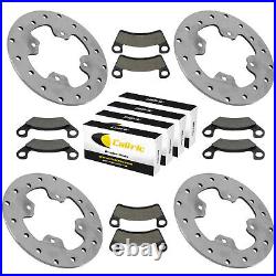 Front and Rear Brake Disc Rotors with Brake Pads for John Deere XUV590i S4 Gator