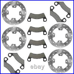 Front and Rear Brake Disc Rotors with Brake Pads for John Deere XUV590i S4 Gator