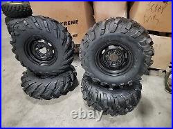 Set Of (4) 26X10-12 John Deere Gator Wheels & Tires 4 Ply 26X9.00-12 Ancla M/T
