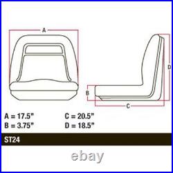 Two (2) High Back Yellow Vinyl Seats with Brackets Fits John Deere Models